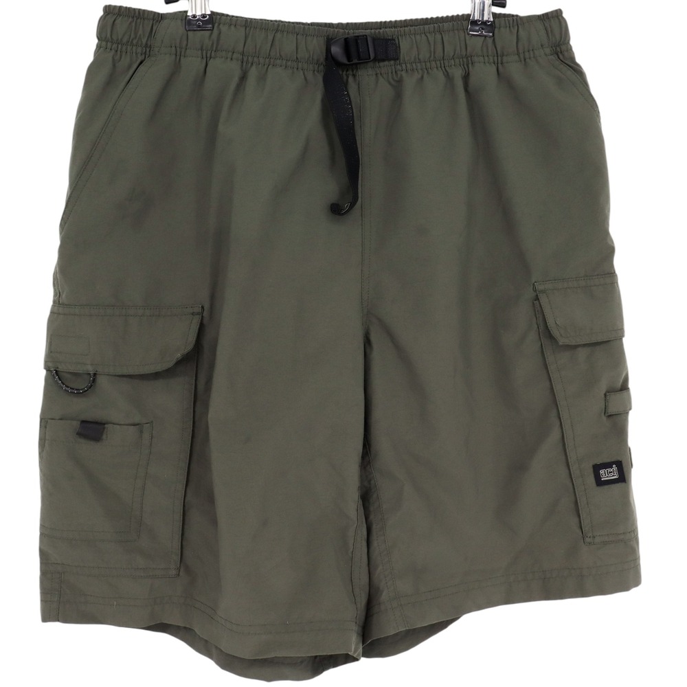 Vintage Nike ACG Mens Size L Olive Green Cargo Hiking Shorts Belted Utility